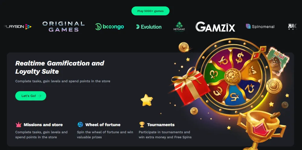 Wette auf Rot Treue-Suite mit einem interaktiven Glücksrad und Belohnungsmissionen.